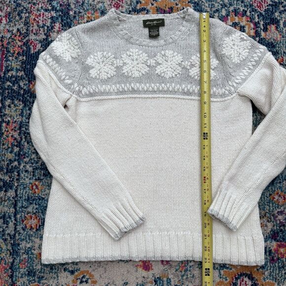 Vtg Eddie Bauer Cotton Wool Snowflake Fair Isle Crewneck Sweater 90s Size Small - Picture 5 of 6